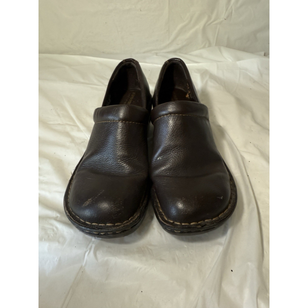 Sonoma Life Style Women's Brown Leather Slip On Clogs Shoes Size 7.5 - Picture 3 of 13